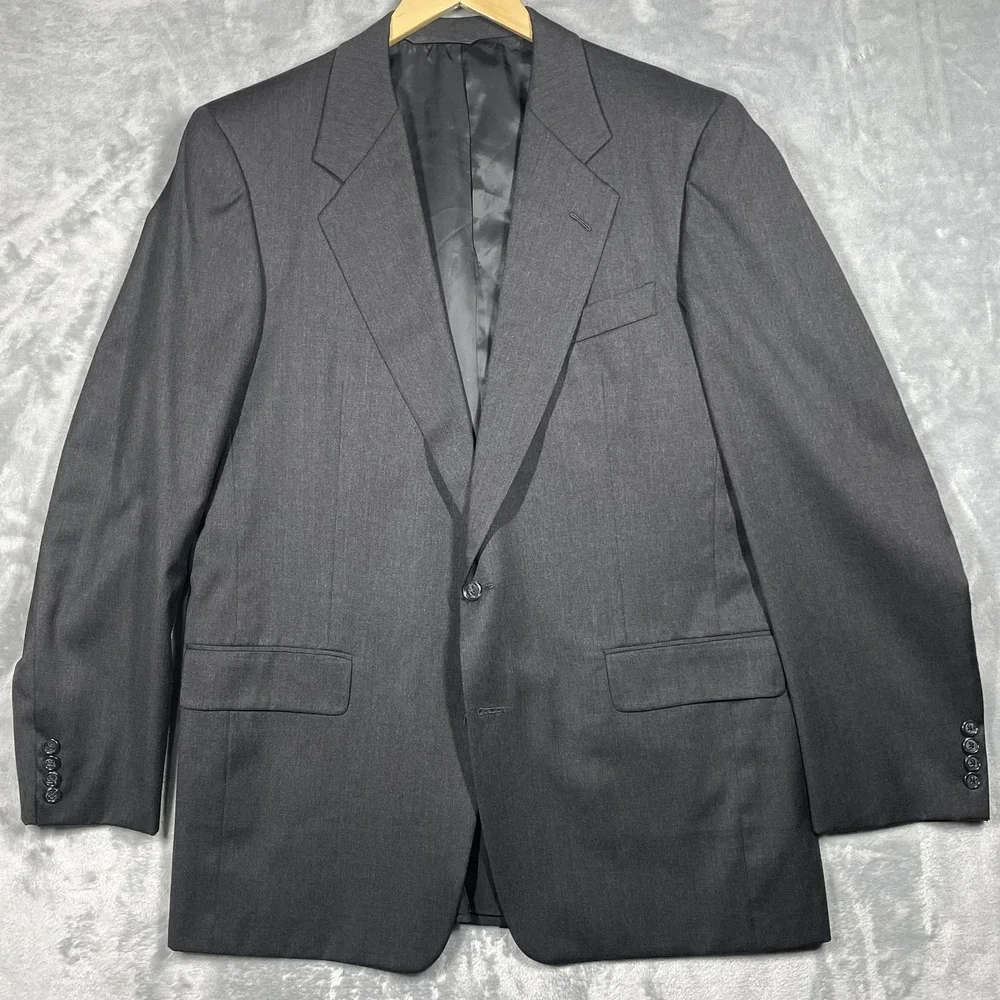 Hickey Freeman Roots Men Blazer Jacket 41R Charcoal Gray 100% Pure Wool 2 Button